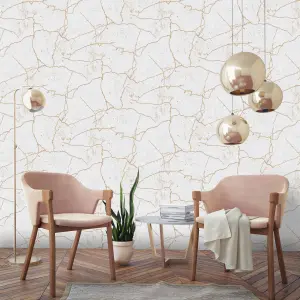 Kintsugi White/gold Smooth Wallpaper Sample