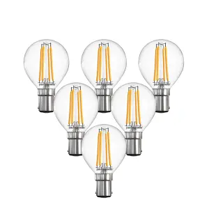 paul russells LED Filament Dimmable Golf Bulb, SBC B15, 4.5W 470 Lumens, 40w Equivalent, 2700K Warm White, Pack of 6