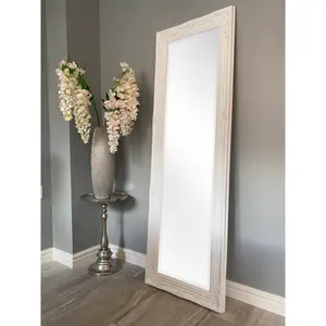 Sade Tall Solid Wood Framed Wall or Dressing Mirror White