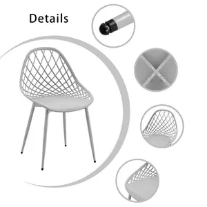 Dining Chair Plastic Seat with Sturdy Metal Legs (Set of 4) Grey