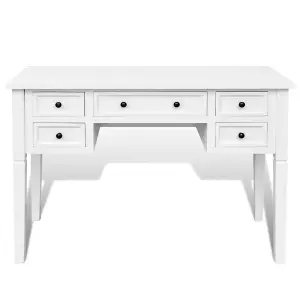 White Writing Desk with 5 Drawers