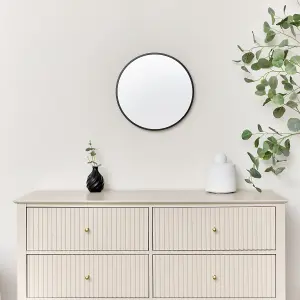 Melody Maison Round Black Wall Mirror - 40cm x 40cm