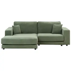 Corner Sofa LOFOTEN Green Fabric 3 Seater Right Hand