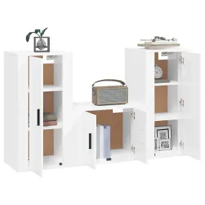 Berkfield 3 Piece TV Cabinet Set High Gloss White Engineered Wood