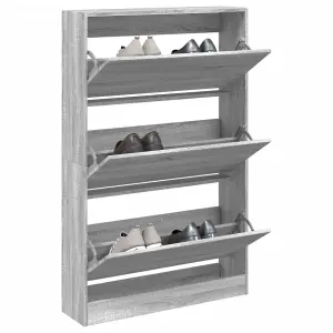 Berkfield Shoe Cabinet Grey Sonoma 80x21x125.5 cm Engineered Wood