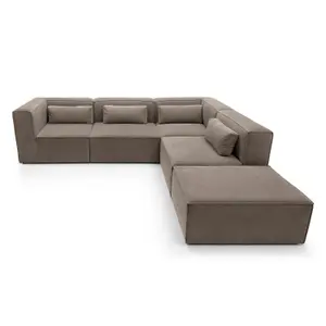 Doris Modular Extended Corner Sofa in Brown Chenille