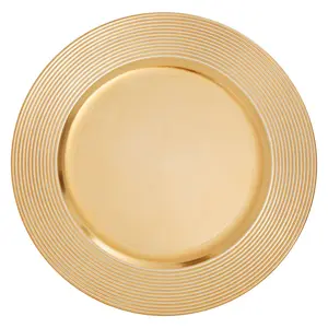 Maison by Premier Dia Gold Charger Plate With Ribbed Rim