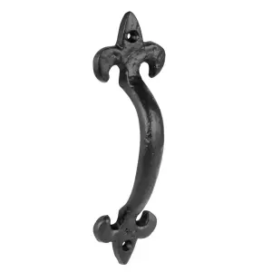 Antique Iron Pull Handle Fleur De Lys  7"