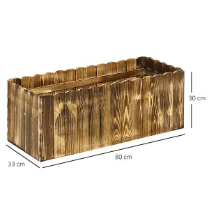 Outsunny 70L Wooden Rectangle Garden Flower Raised Bed Pot 80L x 33W x 30H cm