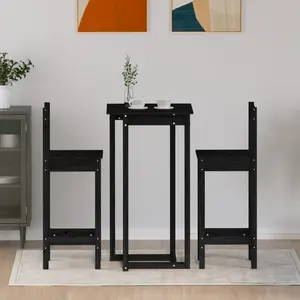 2 - Person Pine Solid Wood Dining Set Black