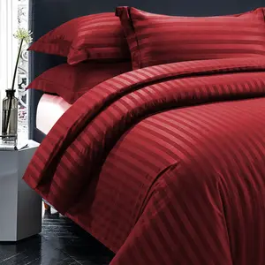 Microfiber Striped Duvet Cover Set with Pillowcases Burgundy / Super King Duvet Cover + 2 Standard Pillowcases