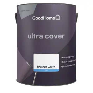 GoodHome Ultra Cover White Matt Emulsion paint, 5L