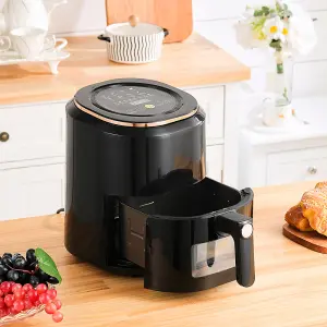 Black 4.5L Digital Air Fryer with Timer,Non-Stick Removable Basket