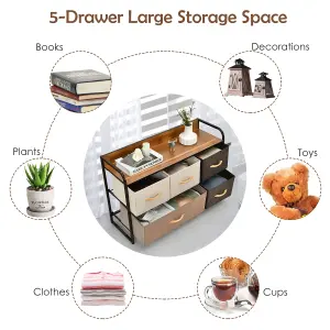 Costway 5 Drawers Dresser Organizer 2-Tier Fabric Storage Organizer Chest of Drawers