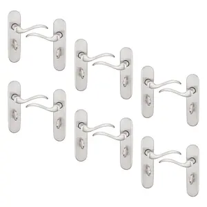 URBNLIVING 150mm Length 12 Pcs Geneva Scroll Metal & Satin Nickel Lever Latch Door Bathroom Handle Set