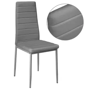 Set of 2 Grey PU Leather Dining Chairs Set Accent Chairs with Metal Legs for Kitchen Living Room