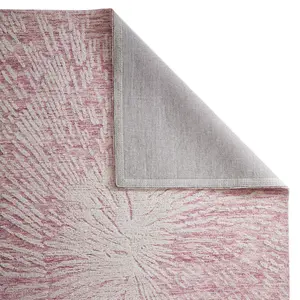 Burst Pink Ivory Wool Abstract Handmade Modern Easy to Clean Rug for Living Room and Bedroom-160cm X 230cm