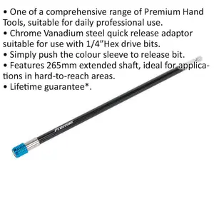 Versatile 300mm Magnetic Bit Holder with 265mm Extended Shaft for Hard-to-Reach Areas