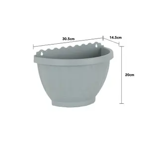 Wham Set 4 Etruscan 30cm Plastic Wall Basket Soft Grey