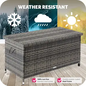 Storage Box Kiruna - rattan garden furniture cushion storage 120 x 55 x 61.5 cm - grey