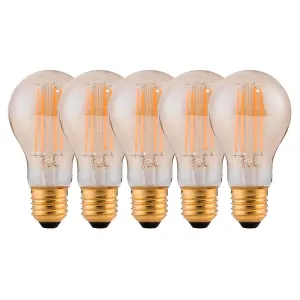 Harper Living 8 Watts A60 E27 LED Bulb Amber Warm White Dimmable, Pack of 5