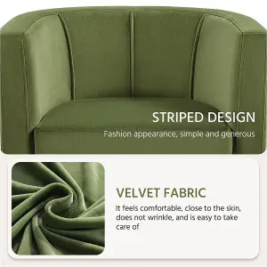 Yaheetech Olive Green Upholstered Velvet Club Chair