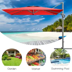 Costway 10 FT Patio Cantilever Umbrella Outdoor Square Parasol Hanging with 360 Rotation