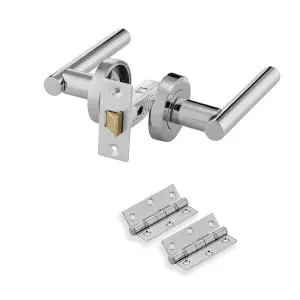 XFORT Polished Chrome Liberty Lever On Rose Latch Pack, Complete Set