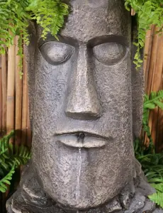 Primrose Easter Island Solar Head Water Feature & Planter with Lights 73cm