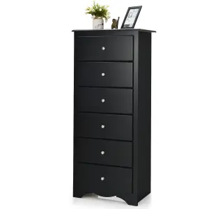 Costway Chest of Drawers Free Standing 6 Drawers Wooden Storage Cabinet W/ Metal Handles