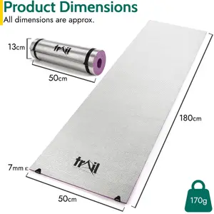 Foil Camping Mat 7mm Thick Aluminium Sleeping Roll Pad Waterproof Thermal Purple Trail