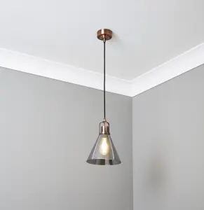 Inlight Dafyd Cone Antique copper effect LED Pendant ceiling light, (Dia)205mm