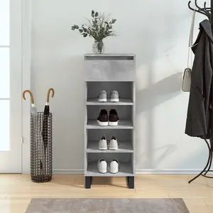 Shoe Cabinet Concrete Grey 40x36x105 cm Engineered Wood