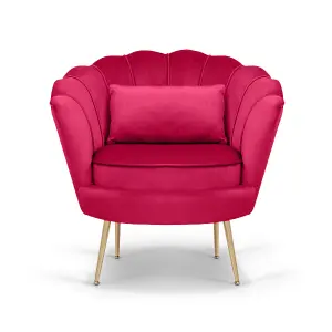 Velvet Dark Pink Daisy Accent Chair