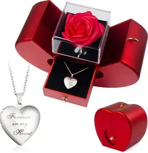 SOVIUPRZ Preserved Rose In A Box Forever Red Roses Heart Box To My Love Eternal Flower Box For Her Girlfriend Wife Mom Preserved Roses With Custom