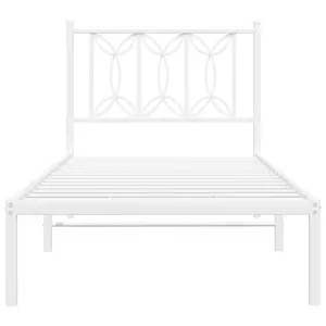 Berkfield Metal Bed Frame without Mattress with Headboard White 80x200cm