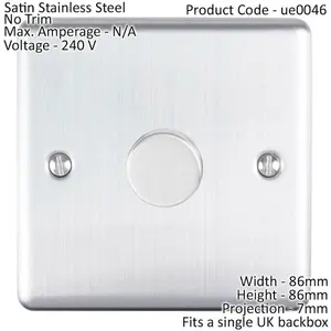 1 Gang 400W 2 Way Rotary Dimmer Switch SATIN STEEL Light Dimming Wall Plate