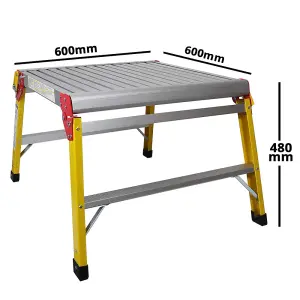 Excel Fibreglass Work Bench Platform Heavy Duty Folding Hop Up 600mm x 600mm