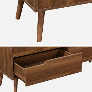 sweeek. 6-drawer chest walnut with wood effect Nepal Walnut wood-effect 120x40x80 cm