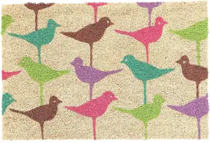 Coco & Coir Door Mats Indoor Outdoor Non Slip Bold Bird Design Entrance Welcome Mat 40cm x 60cm BIRDIE