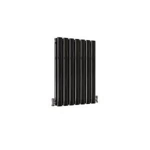 Horizontal Black Double Oval Panel Radiator (H)600mm x (W)413mm, 2736 BTU.