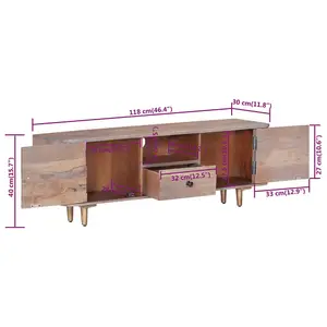 Berkfield TV Cabinet 118x30x40 cm Solid Acacia Wood