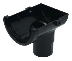 FloPlast Miniflo Black Half round Stop end Gutter outlet, (L)150mm (Dia)76mm