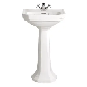 Heritage Upperton Gloss White D-shaped Wall-mounted Cloakroom Basin (H)80cm (W)49.5cm