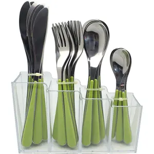 Exzact 24 Piece Stainless Steel Cutlery Set, Service for 6 Green