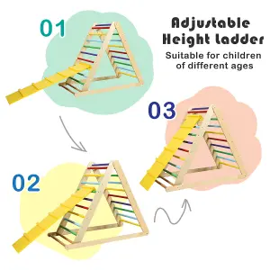 Costway Wooden Foldable Triangle Climber Step Training Ladder Pikler Toddler With Ramp