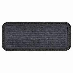 Millbrook Backed Polypropylene Mat 25x60cm Grey Stripe Embossed Mat