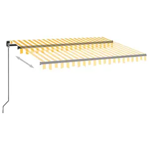 Berkfield Manual Retractable Awning with LED 350x250 cm Yellow and White