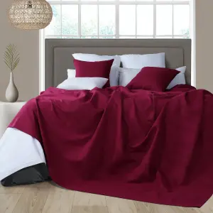 Classic Rib Cotton Throw, Sofa Settee Bed Throw Bedspread - 250 x 250 cm, Fits 3 or 4 Seater Sofa or King Size Bed, Wine