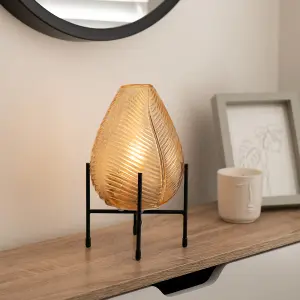 Auraglow Rechargeable Glass Leaf Light Table Lamp